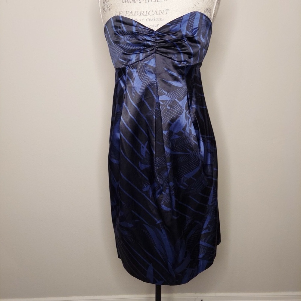 Ted Baker Empire Waist Strapless Dress Blue & Black Mini Cocktail Dress Size 10